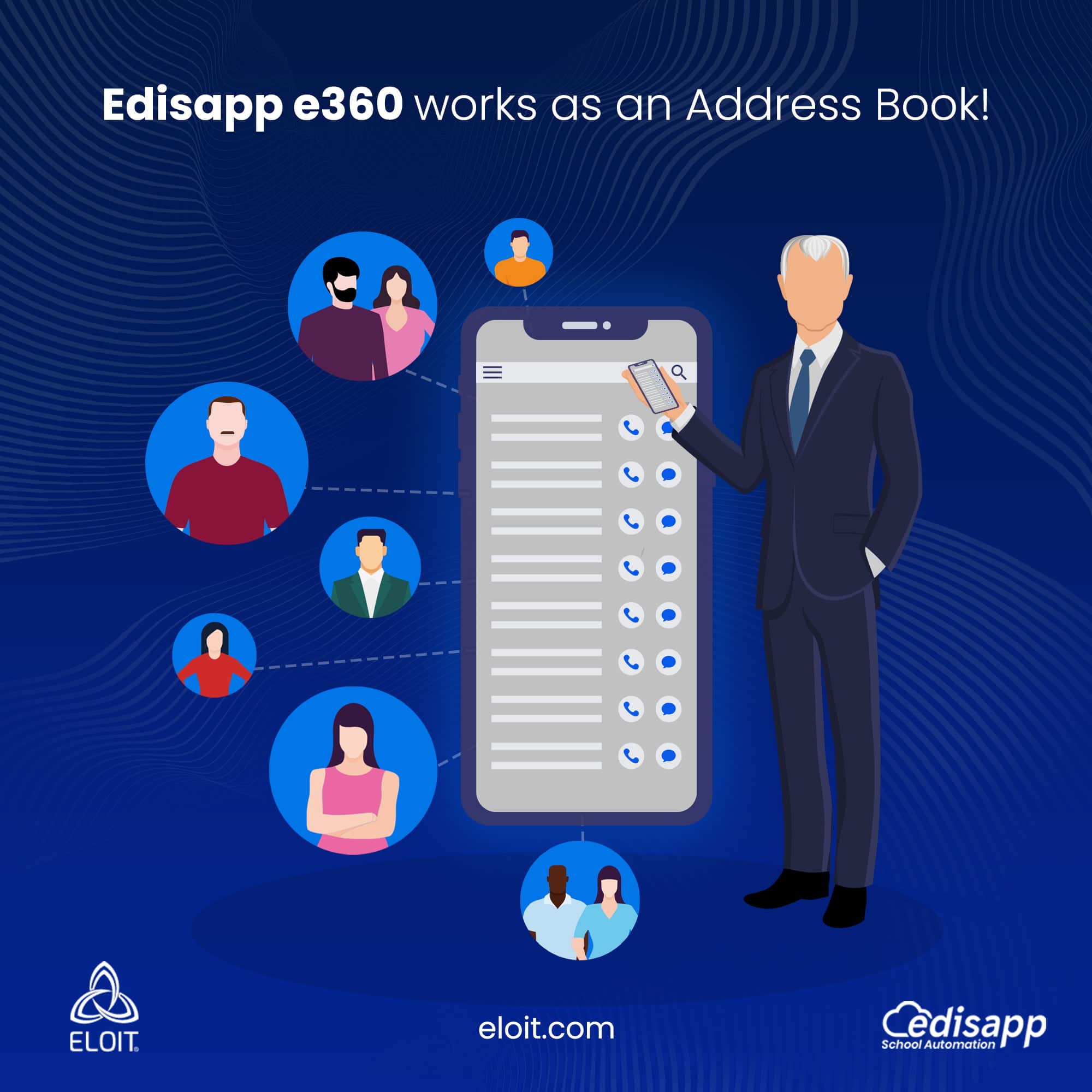 Edisapp-e360 works as a school address book with easy access to student and staff contact details