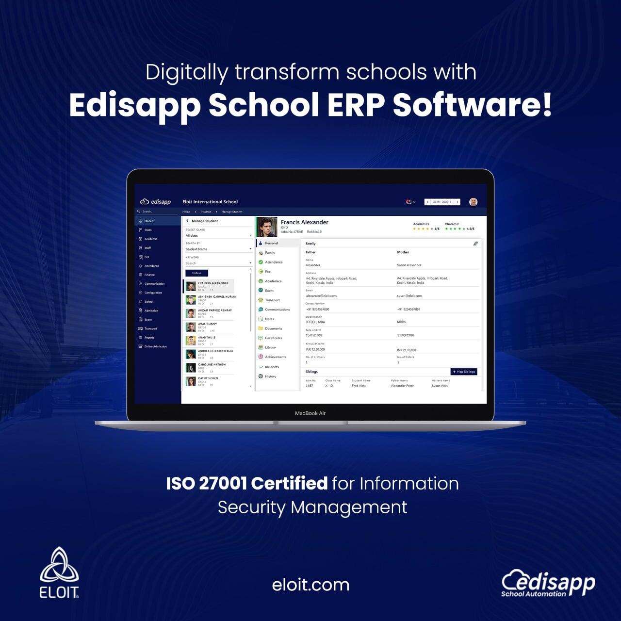 Edisapp – The ISO 27001 Certified School ERP Software