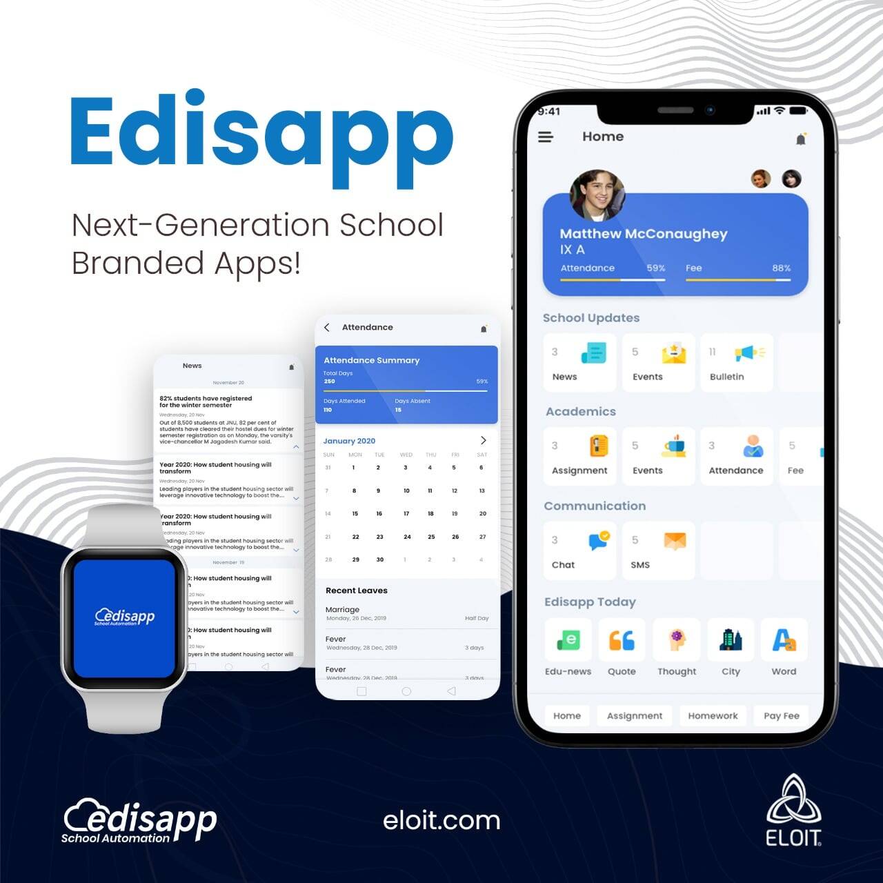 Edisapp Mobile Apps integrated with the Best School Management Software